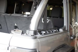 Jeep Rubicon Unlimited Storage Container - Fishbone Offroad - Tub Rail Tie Downs Steel Powdercoat - Black - `07-`18